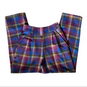 Missoni Vintage Trousers Purple Check High Waisted Sz Small